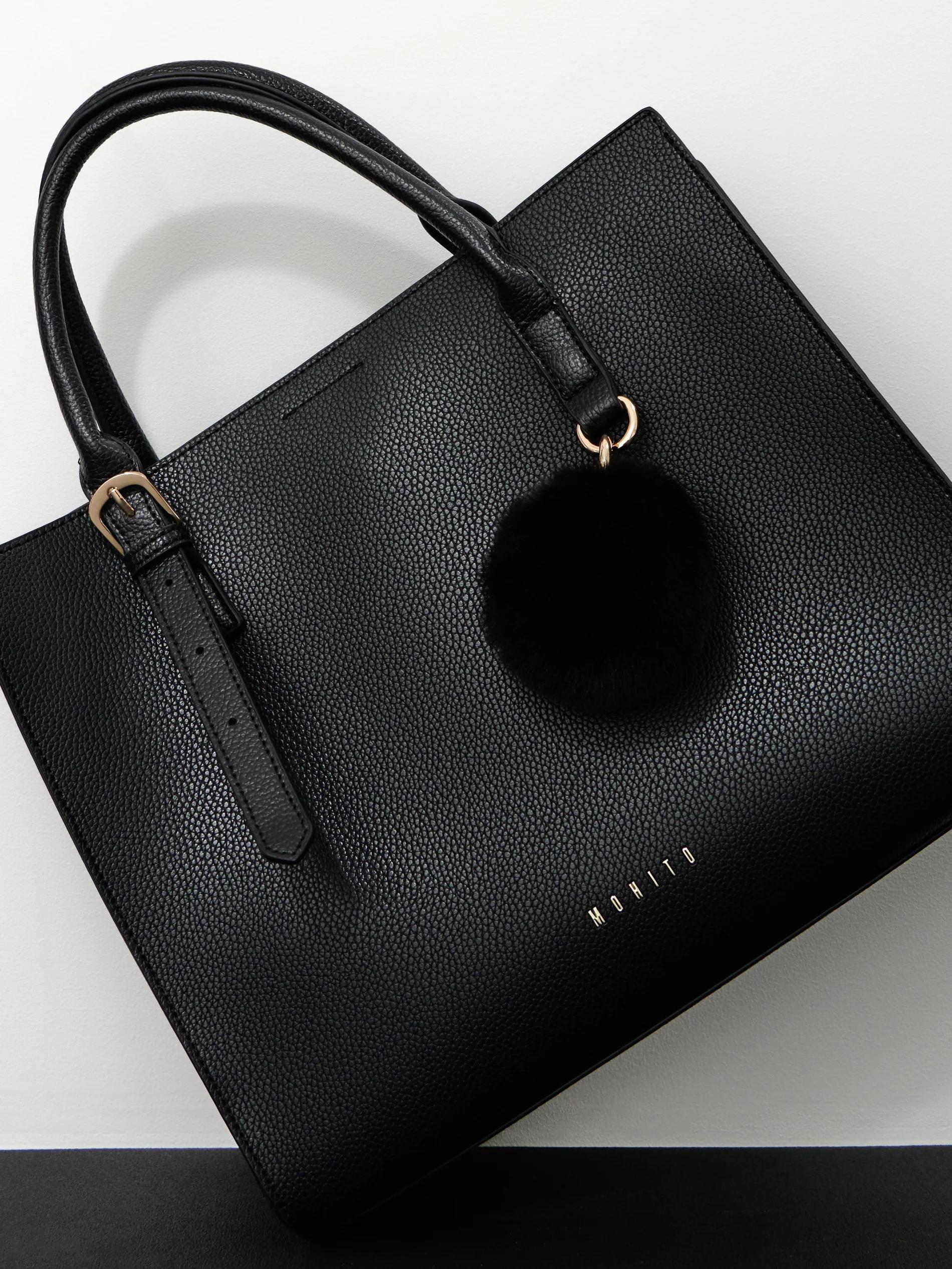Black City Bag With A Fluffy Keyring, Women, , large image number 1