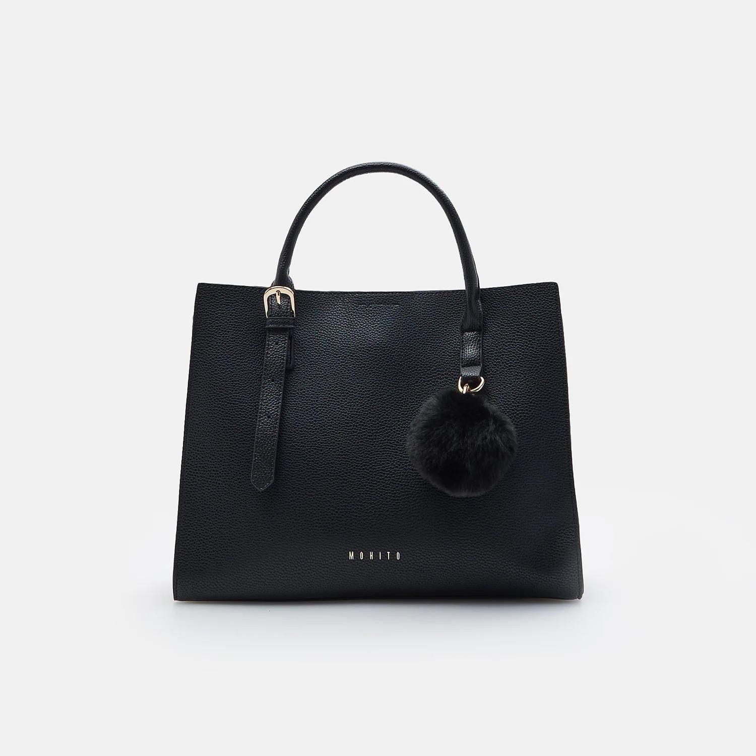 Black City Bag With A Fluffy Keyring, Women, , large image number 3