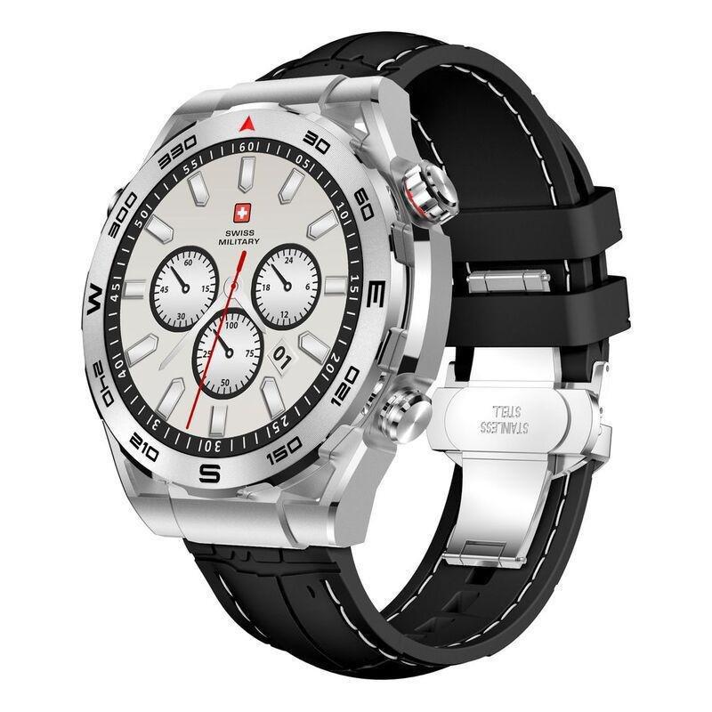 Swiss Military DOM3 Smartwatch - Silver with Black Silicon Strap, , large image number 0