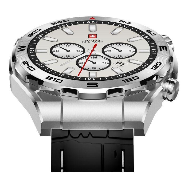 Swiss Military DOM3 Smartwatch - Silver with Black Silicon Strap, , large image number 2