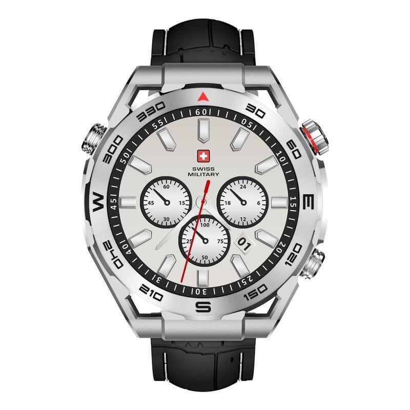Swiss Military DOM3 Smartwatch - Silver with Black Silicon Strap, , large image number 4