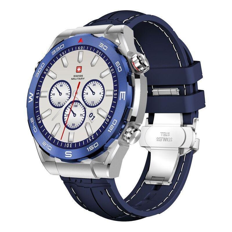 Swiss Military DOM3 Smartwatch - Silver With Blue Silicon Strap, , large image number 0