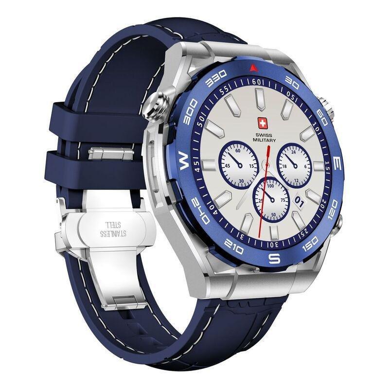 Swiss Military DOM3 Smartwatch - Silver With Blue Silicon Strap, , large image number 1