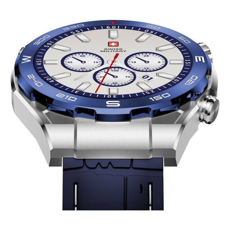 Swiss Military DOM3 Smartwatch - Silver With Blue Silicon Strap, , large image number 2
