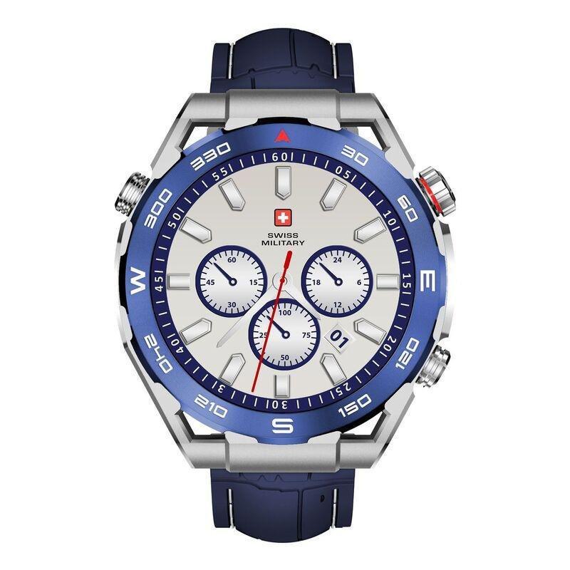 Swiss Military DOM3 Smartwatch - Silver With Blue Silicon Strap, , large image number 3