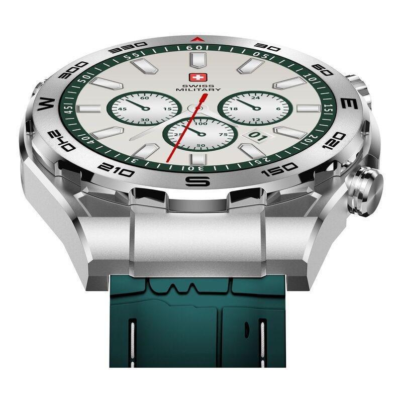 Swiss Military DOM3 Smartwatch - Silver With Green Silicon Strap, , large image number 3