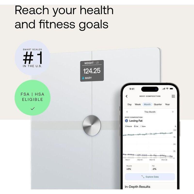 Withings Body Smart - Weight & BMI Wi-Fi Smart Scale - White, , large image number 1