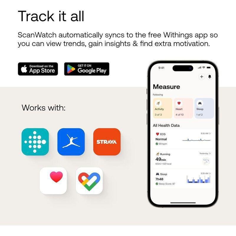 Withings ScanWatch 38mm - Hybrid Smartwatch - Rose Gold/Blue, , large image number 5