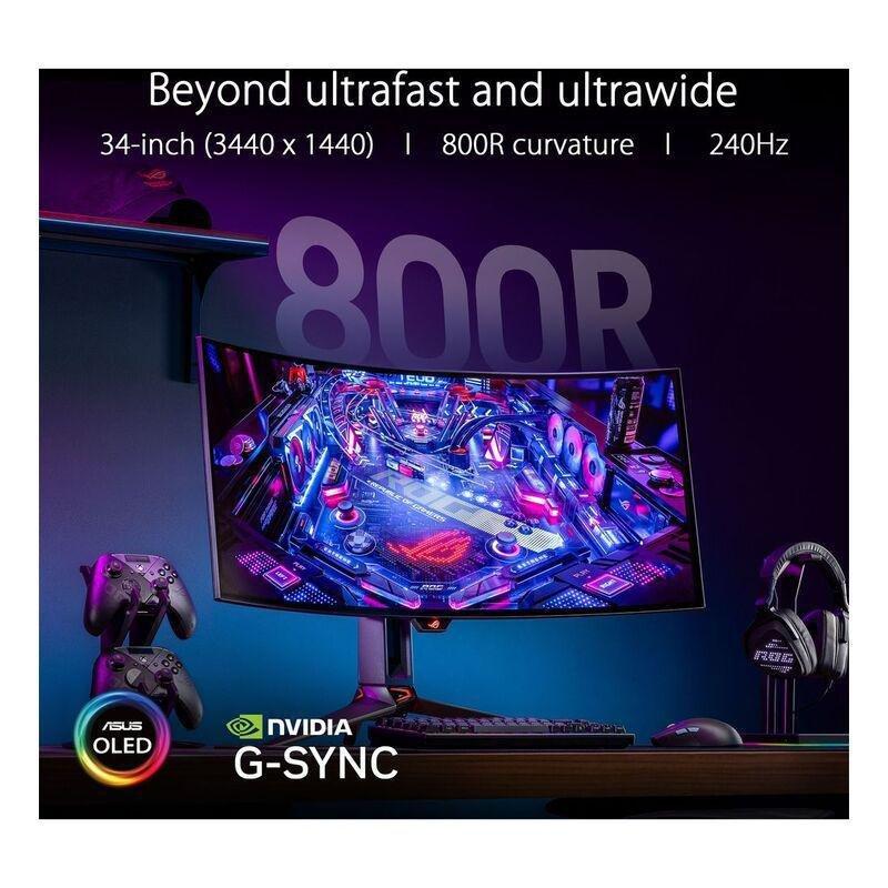 ASUS ROG Swift OLED PG34WCDM - 34-inch 800R curved OLED panel 240Hz Gaming Monitor - Black, , large image number 2