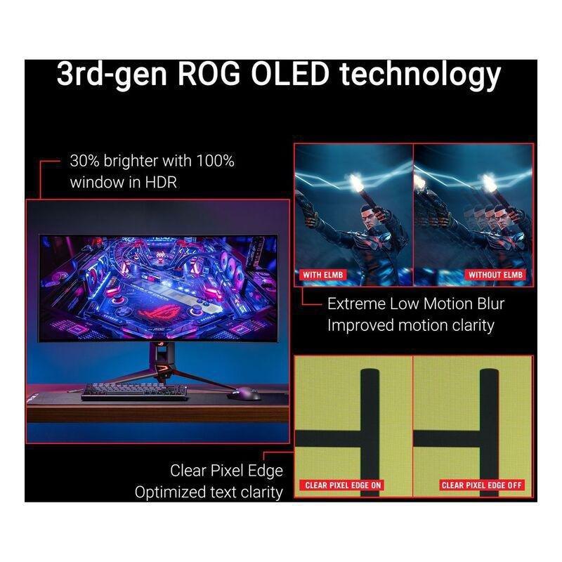 ASUS ROG Swift OLED PG34WCDM - 34-inch 800R curved OLED panel 240Hz Gaming Monitor - Black, , large image number 3