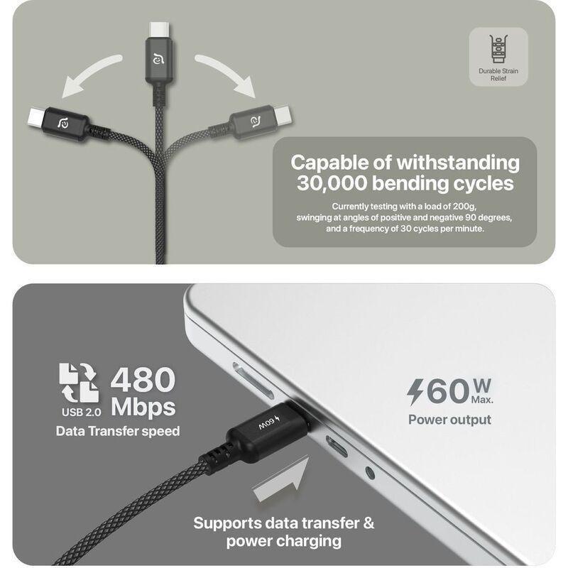ADAM Elements CASA S200 - USB-C to USB-C 60W Charging Cable 200 cm - Black, , large image number 7