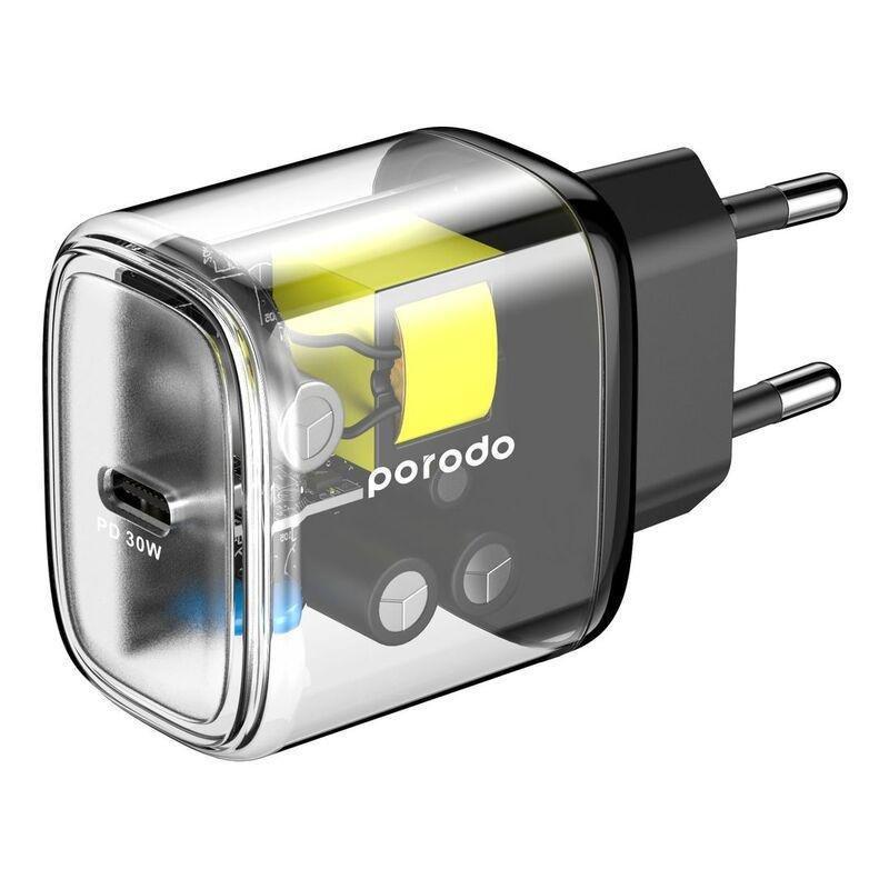 Porodo 30W Transparent Quick Charger USB-C Power Delivery EU, , large image number 0