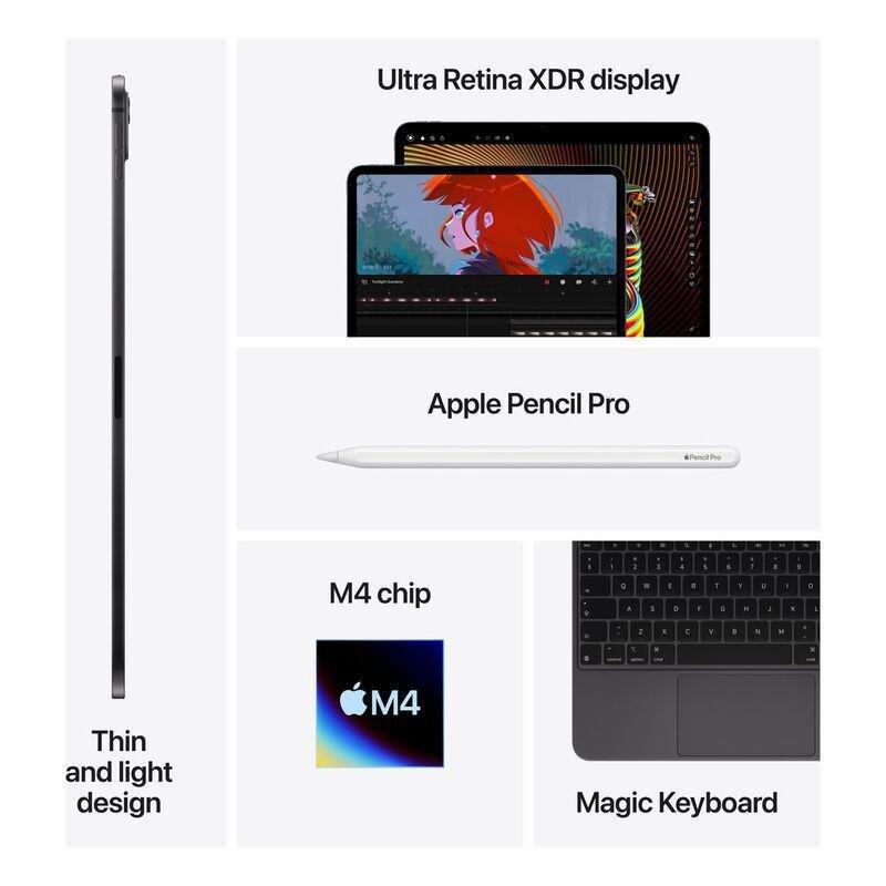 Apple 11-inch iPad Pro (M4) Wi-Fi + Cellular 256GB with Standard Glass - Space Black, , large image number 7