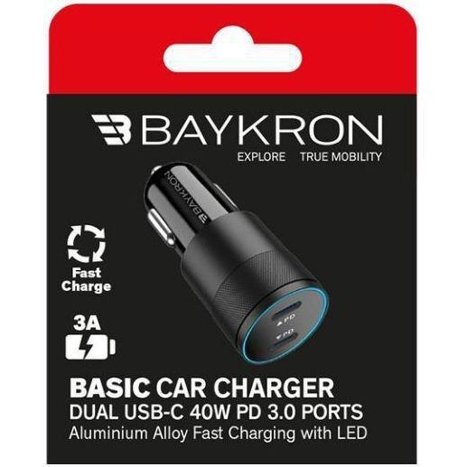 Baykron Car Charger 2X Type-C - Black, , large image number 3