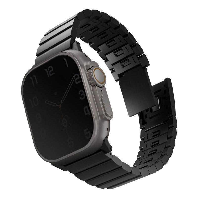 UNIQ Strova Mag Apple Watch Self-Adjustable Steel Link Band 49/45/44/42mm - Midnight, , medium
