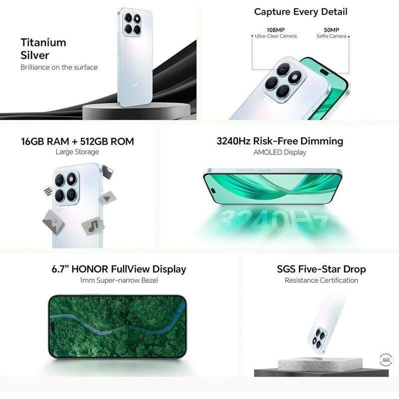 HONOR X8b 4G Smartphone 8GB/512GB - Titanium Silver, , large image number 2