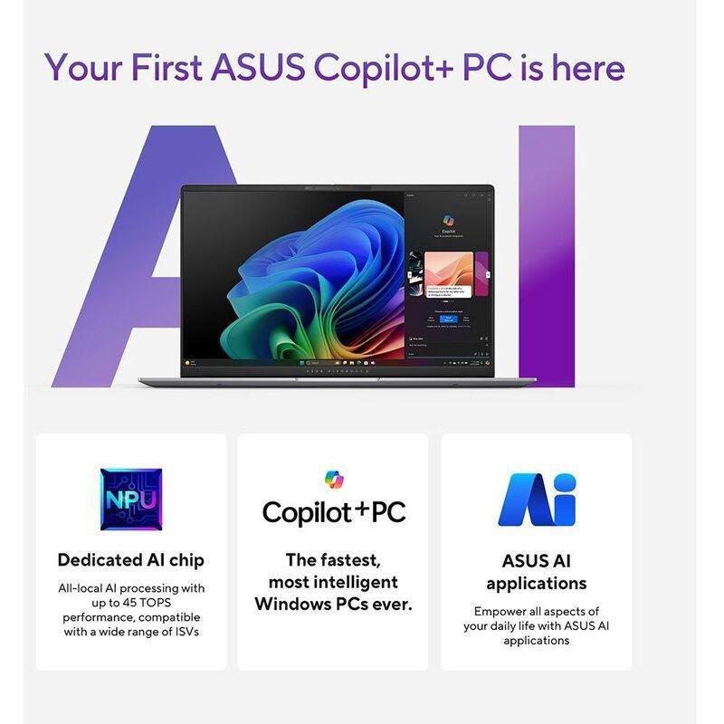 ASUS Vivobook S 15 OLED S5507QA-MA001W Qualcomm Snapdragon X Elite X1E 78-100/32GB RAM/1TB SSD/Qualcomm Adreno GPU/15.6-inch 3K(2880x1620) OLED 120..., , large image number 1