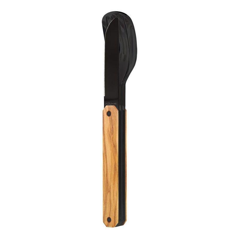 Akinod Straight Black Mirror Finish Cutlery 12H34 - Olive Wood, , large image number 0