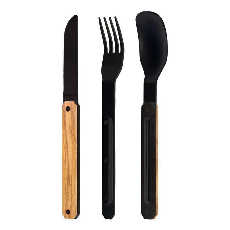 Akinod Straight Black Mirror Finish Cutlery 12H34 - Olive Wood, , large image number 1