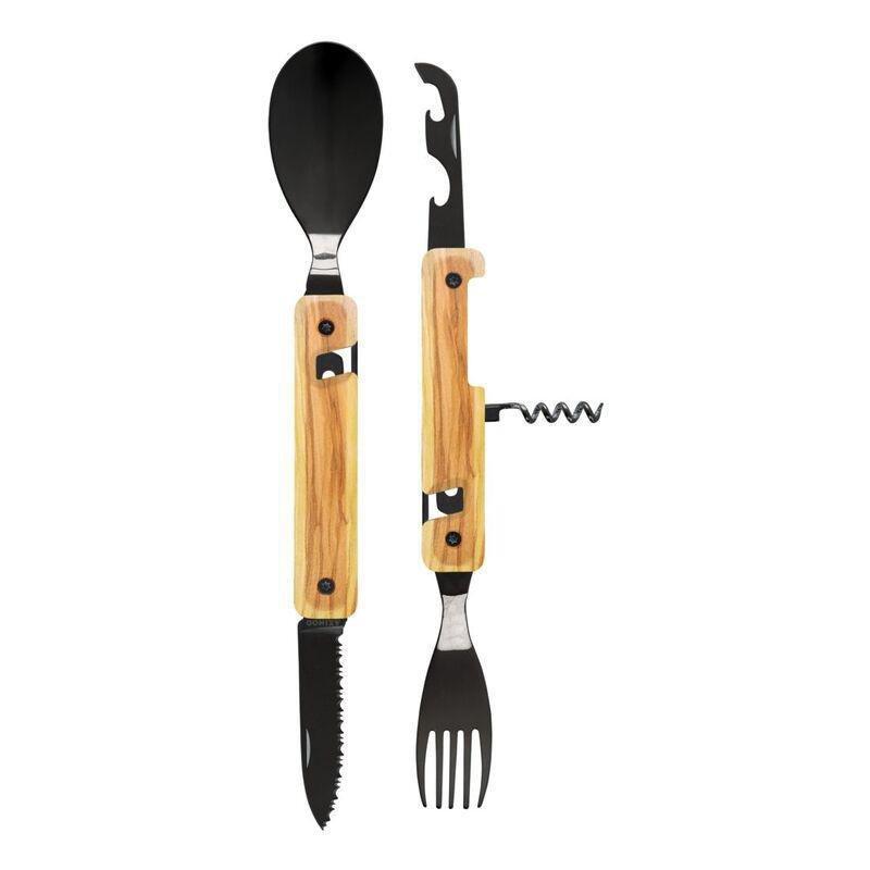 Akinod Multifunction Black Mirror Finish Cutlery 13H25 - Olive Wood, , large image number 1