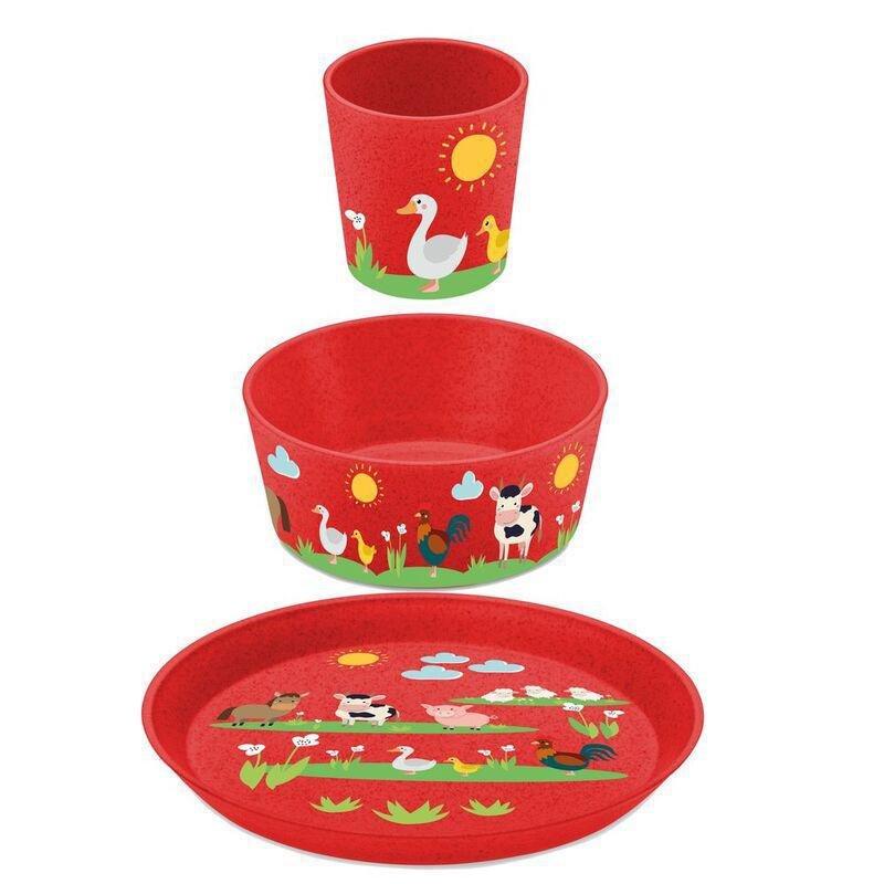 Koziol Connect Farm Small Plate + Bowl + Cup - Red, , medium