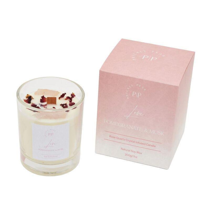 Prickly Pear Rose Quartz Crystal 'Love' Scented Candle - 200G, , medium