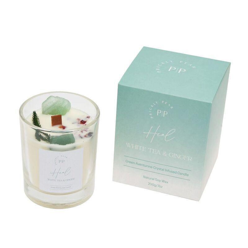Prickly Pear Green Aventurine Crystal 'Heal' Scented Candle - 200G, , medium
