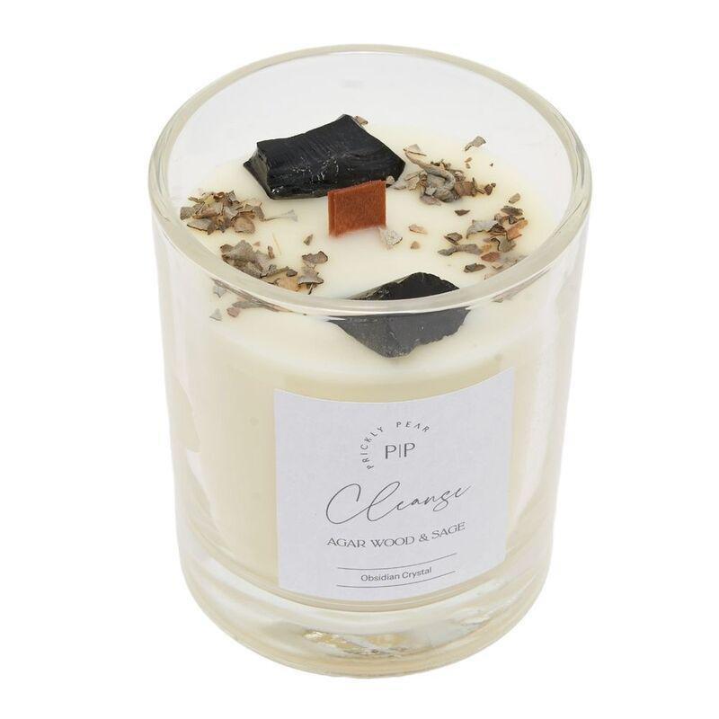 Prickly Pear Obsidian Crystal 'Cleanse' Scented Candle - 200G, , large image number 1