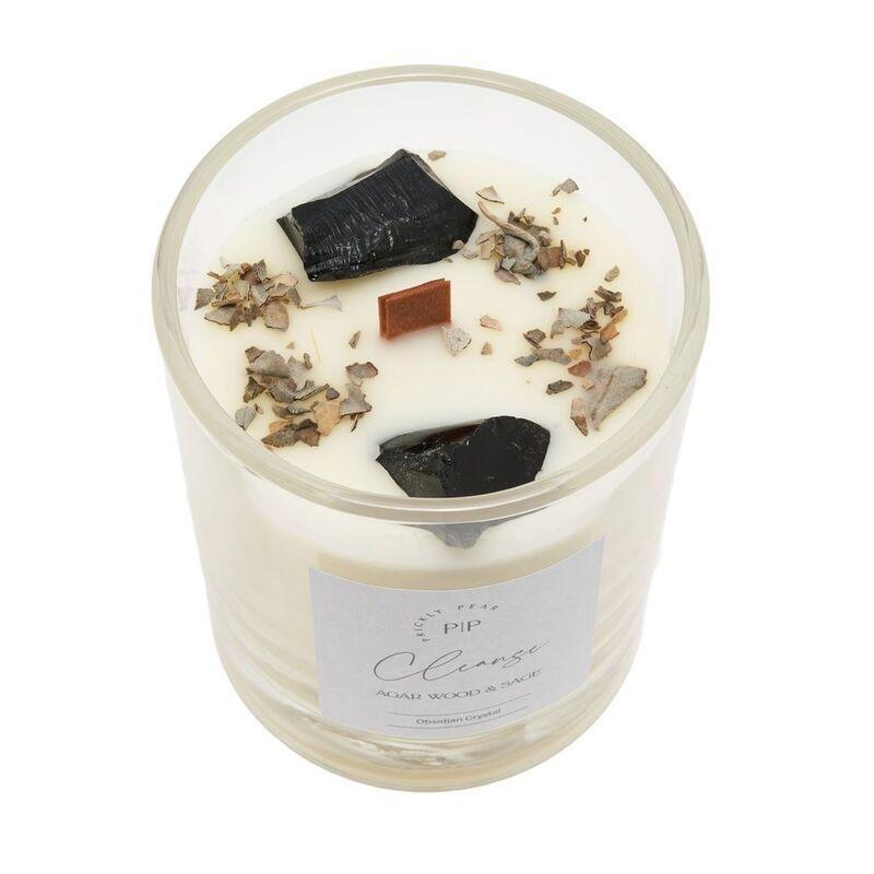 Prickly Pear Obsidian Crystal 'Cleanse' Scented Candle - 200G, , large image number 2