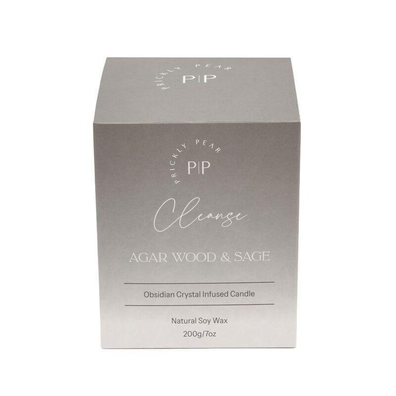 Prickly Pear Obsidian Crystal 'Cleanse' Scented Candle - 200G, , large image number 3