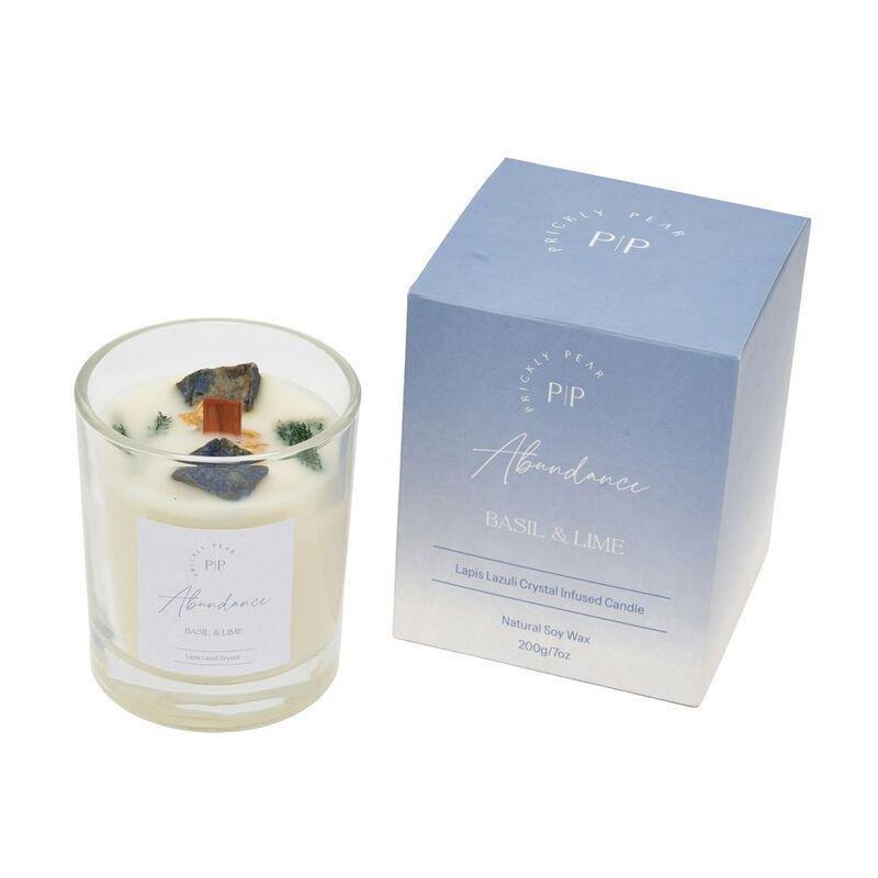 Prickly Pear Lapis Lazuli Crystal 'Abundance' Scented Candle - 200G, , medium