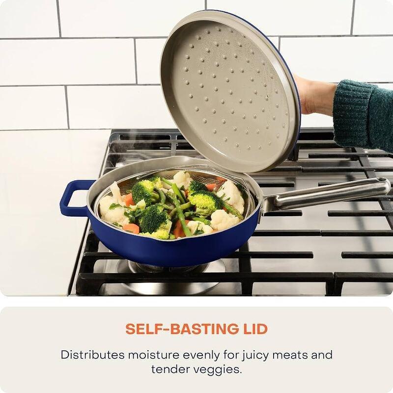 Nutricook One Cast Aluminum 26cm Cast Pan Blue + Food Choppi Blue Bundle, , large image number 4