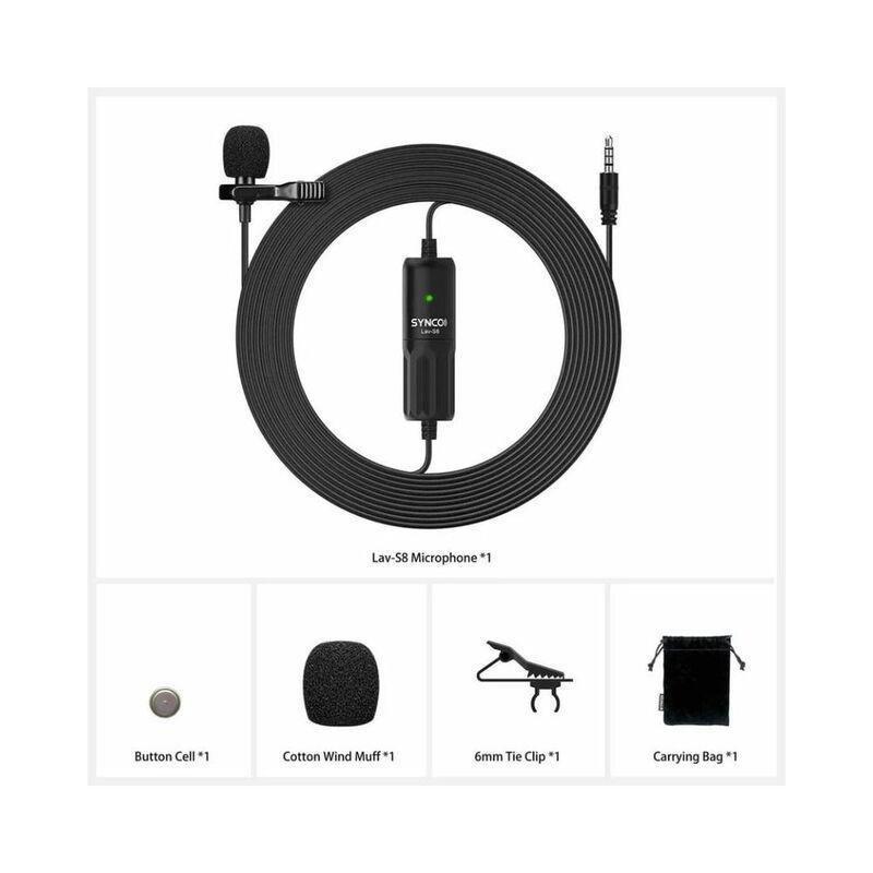 Synco S8 BK 8M Cable Lightweight Wired Microphone – Black, , large image number 1