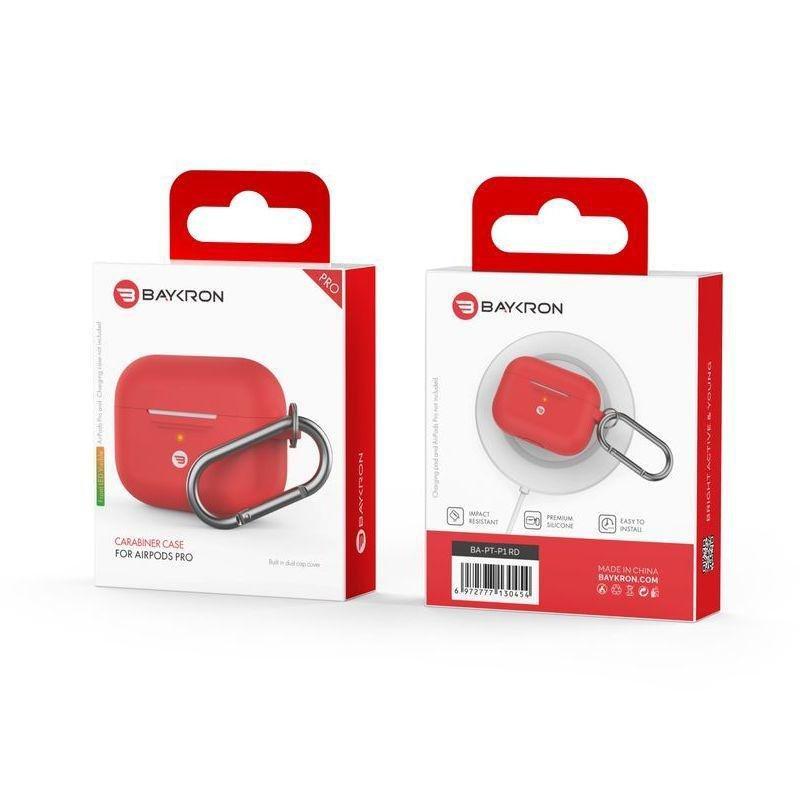 BAYKRON - Baykron Silicone Case Red for AirPods Pro with Carabiner