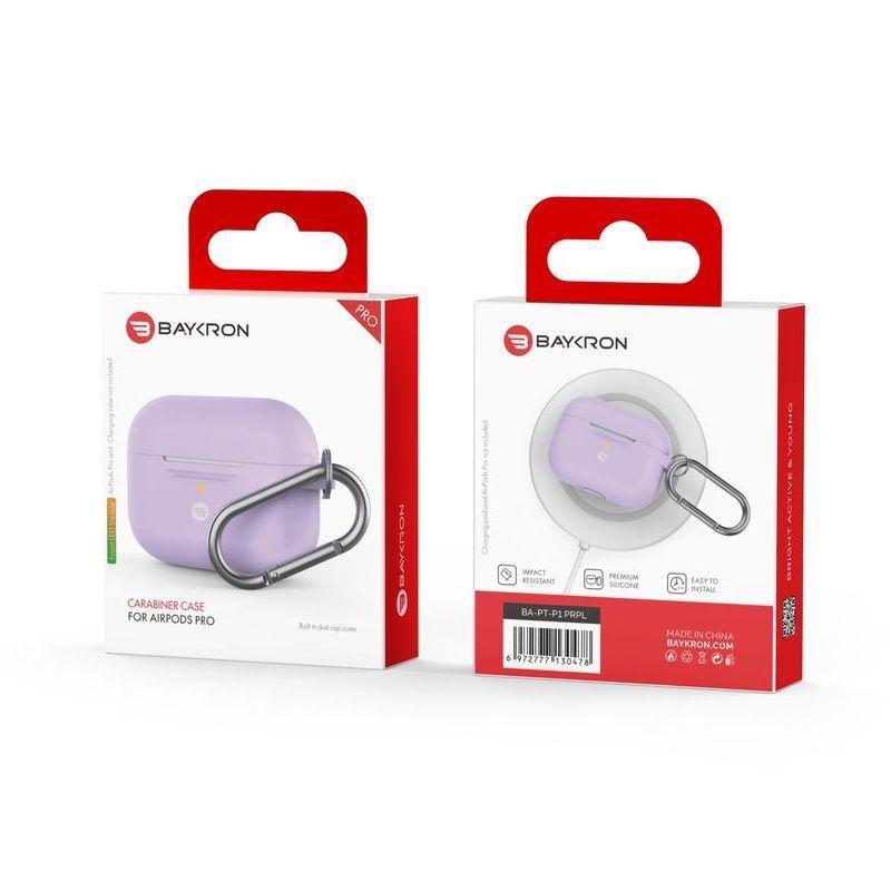 Baykron Silicone Case Purple for AirPods Pro with Carabiner, , large image number 2