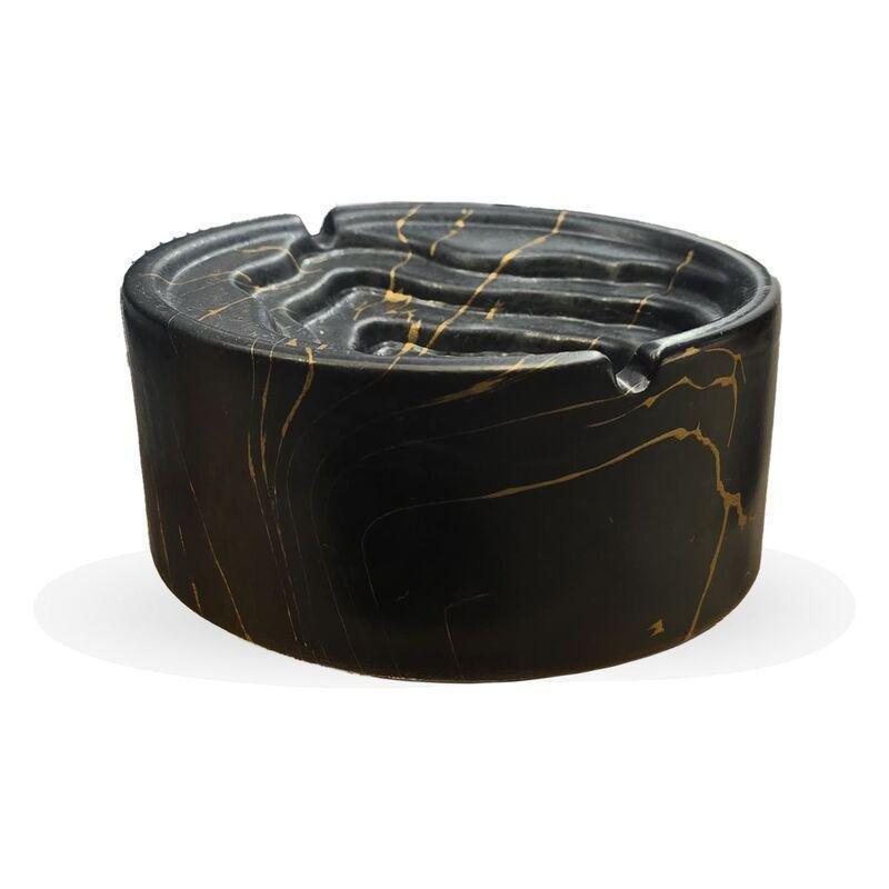 Roomours Marbelous Ceramic Ashtray - Black & Gold, , medium