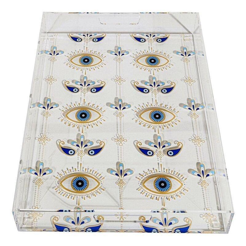 Roomours Hamsa Tray Acrylic Blue & White (40 x 30 cm), , large image number 1