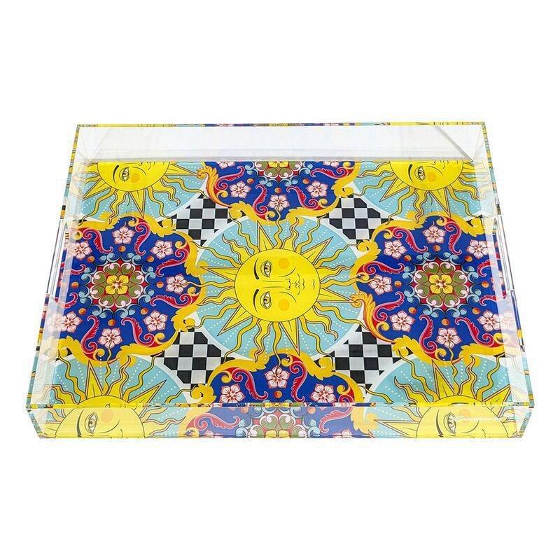 Roomours Sicilia Tray Acrylic Blue & White (40 x 30 cm), , large image number 2