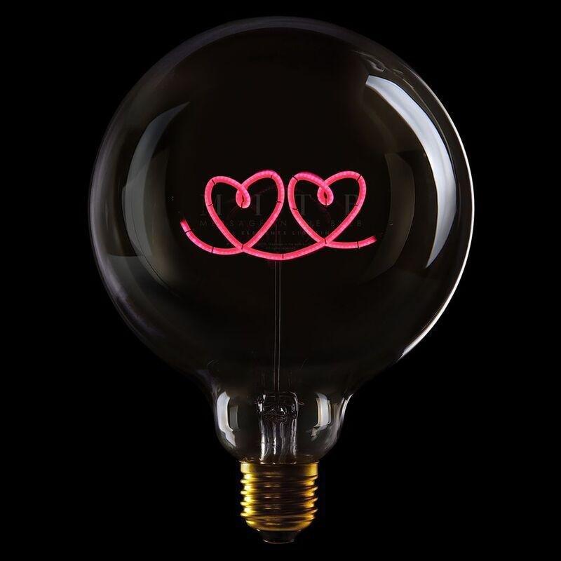 Message In The Bulb - 904050RX Double Heart LED Light Bulb (6 Volt) - Clear Glass - Red Light, , medium