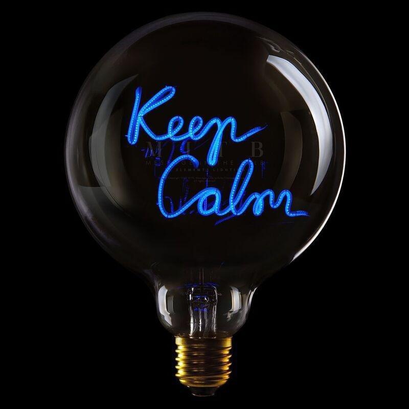 Message in the Bulb 904086Bx Keep Calm LED Light Bulb (6 Volt) - Clear Glass - Blue Light, , medium