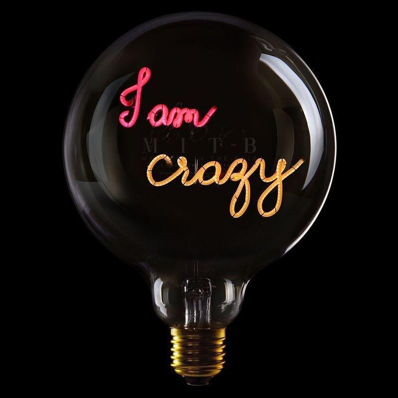 Message in the Bulb 904099Rax I Am Crazy LED Light Bulb (6 Volt) - Clear Glass - Red & Amber Light, , medium