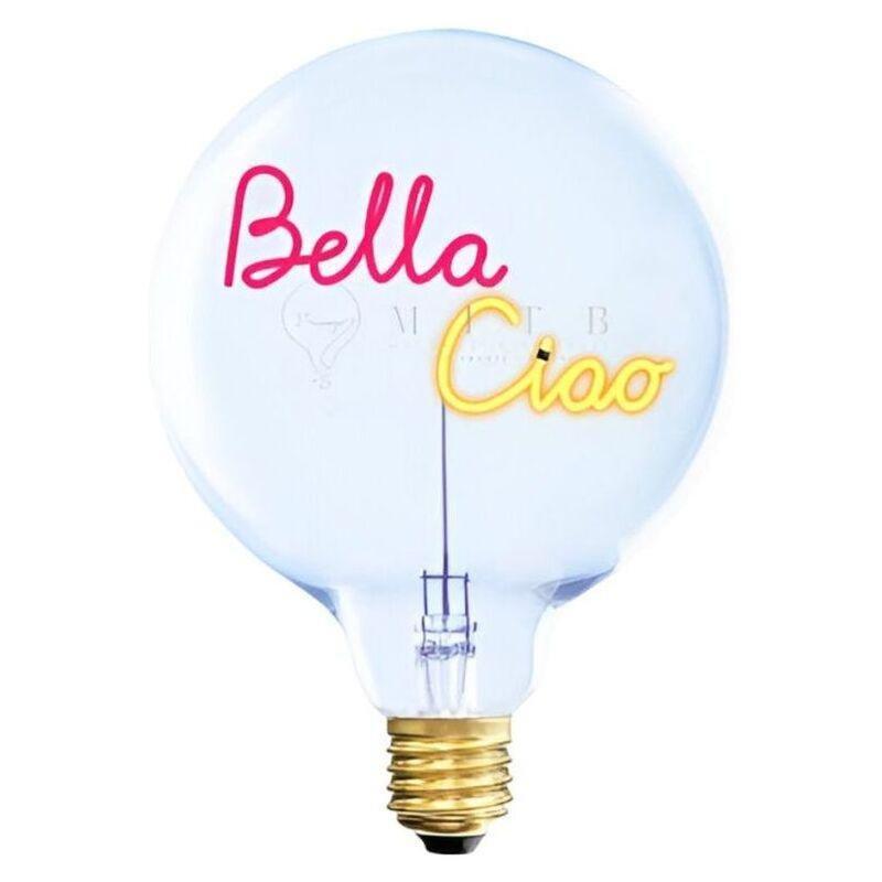 Message in the Bulb 904125Ra Bella Ciao LED Light Bulb (6 Volt) - Clear Glass - Red & Yellow Light, , medium