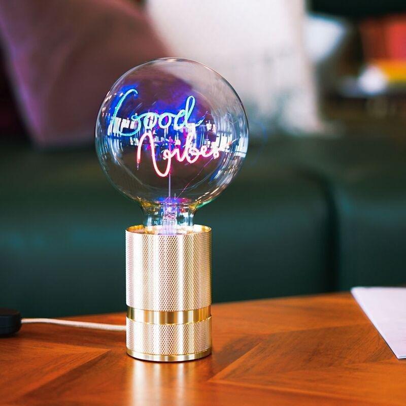 Message in the Bulb 306015G Madison Lamp Base - Rose Gold Knurling (Type G Plug), , large image number 1