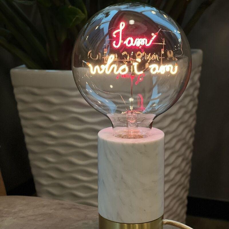 Message in the Bulb 306011G Romance Lamp Base - White Marble (Type G Plug), , large image number 1