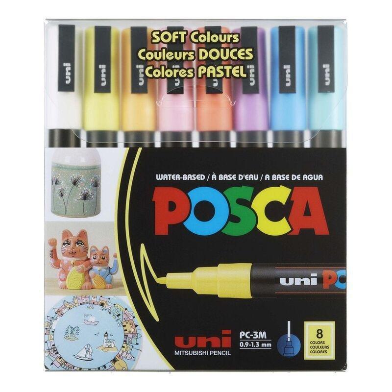 Uni-Ball Posca PC-3M Mendium Soft Colors Paint Markers (Set of 8), , medium