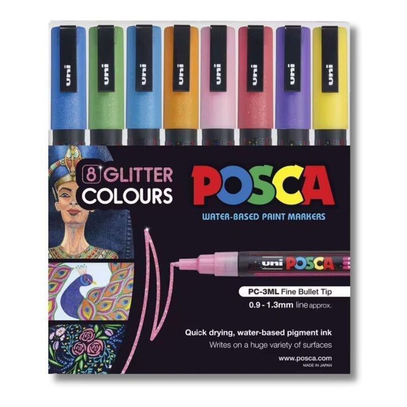 Uni-Ball Posca PC-3M Glitter Colors Markers (Set of 8), , medium