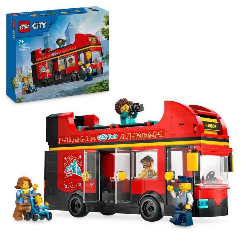 LEGO City Red Double-Decker Sightseeing Bus Toy Building Set 60407 (384 Pieces), , large image number 0