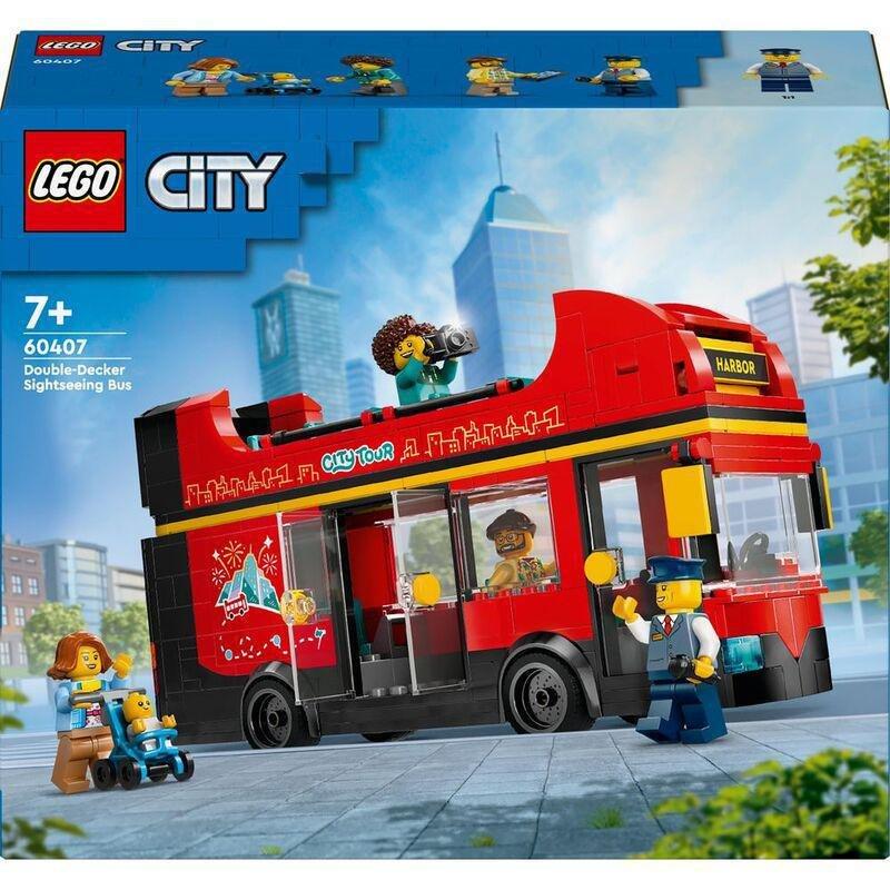 LEGO City Red Double-Decker Sightseeing Bus Toy Building Set 60407 (384 Pieces), , large image number 1