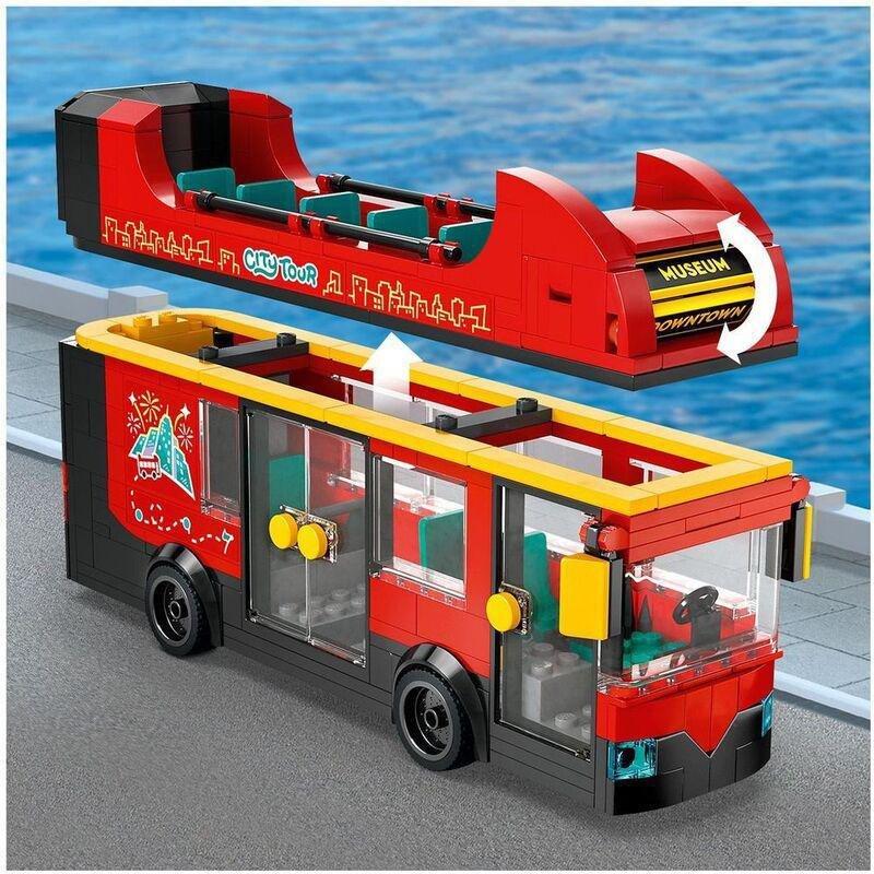 LEGO City Red Double-Decker Sightseeing Bus Toy Building Set 60407 (384 Pieces), , large image number 4