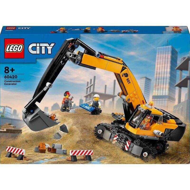 LEGO City Yellow Construction Excavator Toy Digger Building Set 60420 (633 Pieces), , large image number 1